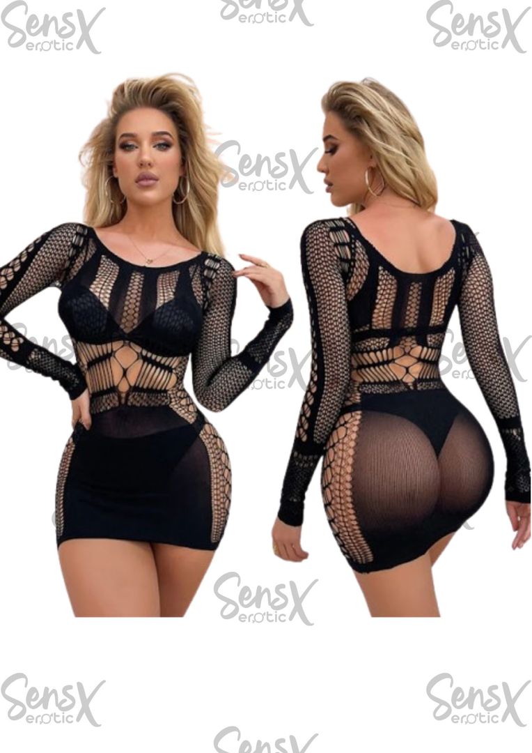 VESTIDO DE MALLA CON MANGAS 