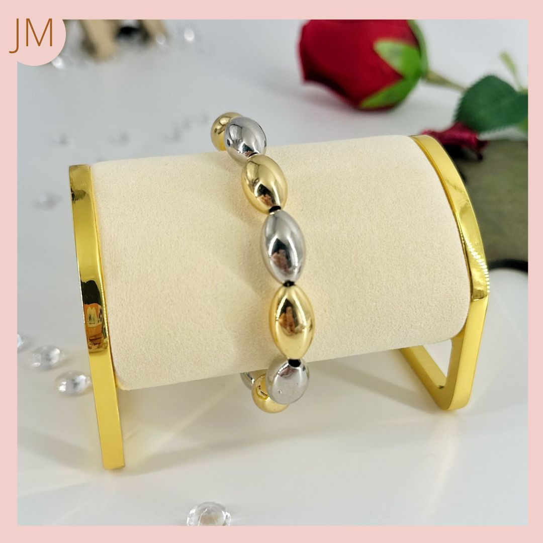 Pulsera Perla Bi color Rodio 