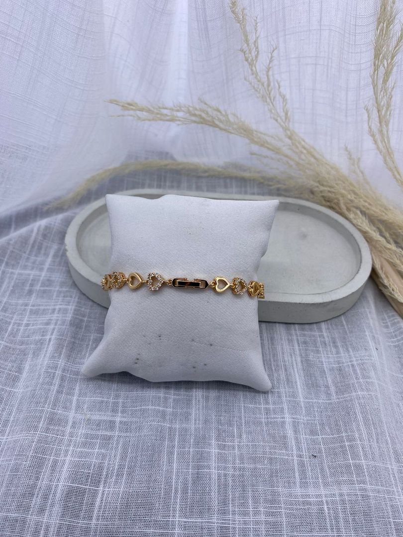 Pulsera corazones, oro rosa, covergold 