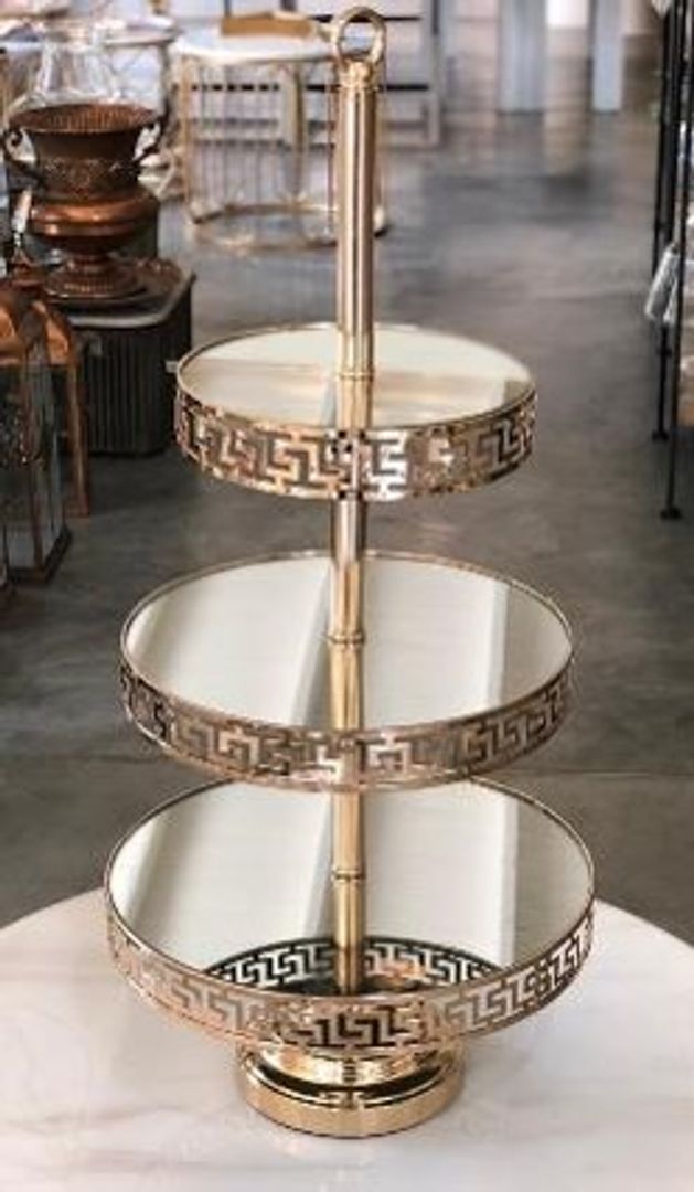 Base para pasteles dorado en metal con espejo