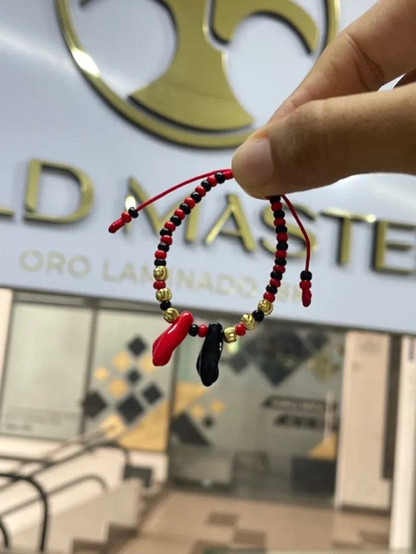Pulsera azabache y balín italiano 4mm