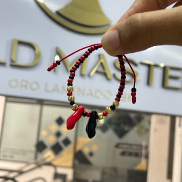 Pulsera azabache y balín italiano 4mm - imagen 1