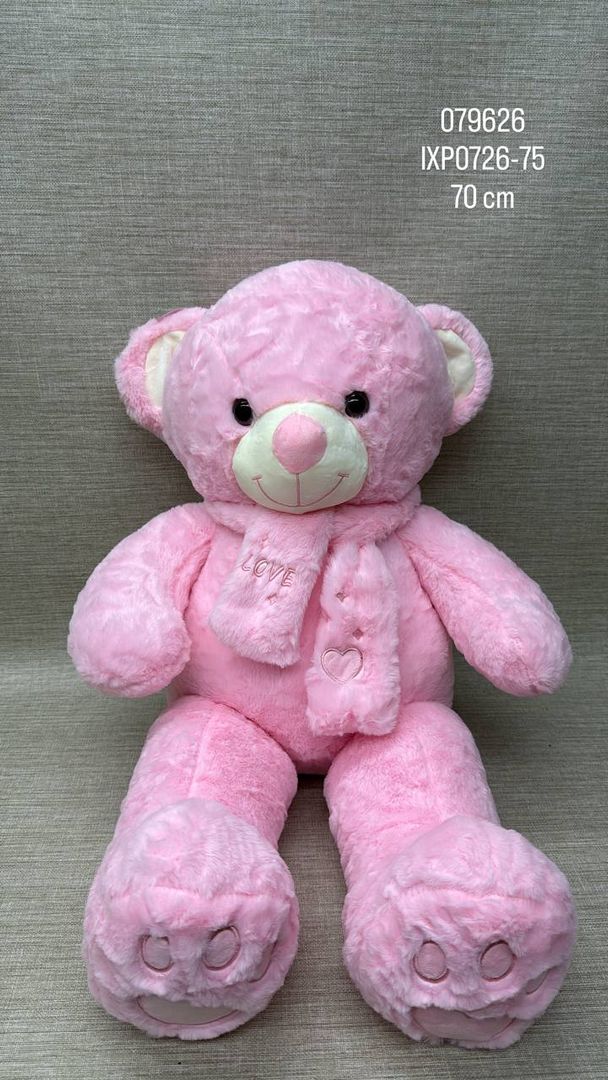 OSO PATAS LARGAS CON BUFANDA ROSADO 70 CM 