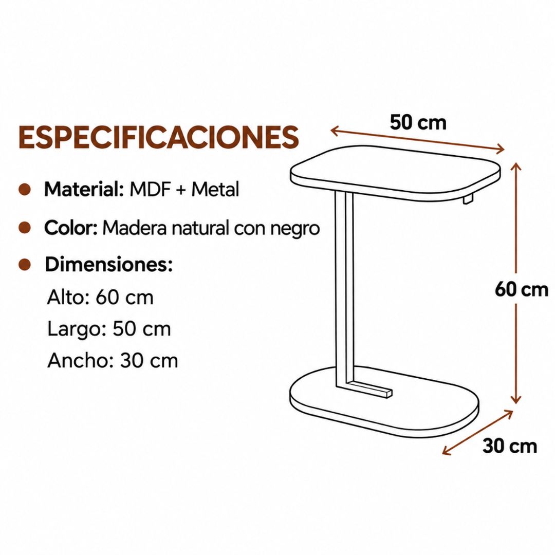 Mesita Auxiliar Estilo C – Práctica y Elegante