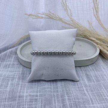 Pulsera perla, mediana, plateada, covergold  - imagen 1