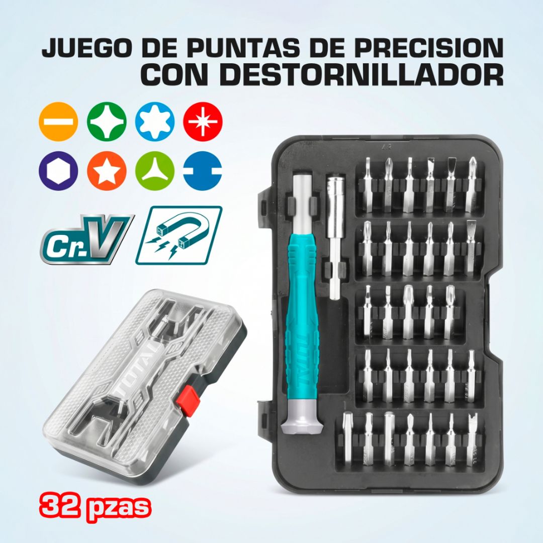 JUEGO DE DESTORNILLADORES DE PRECISION DE 32 PZAS