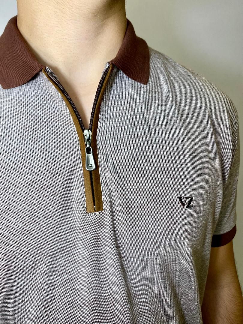 POLO CON CIERRE VELEZ - MARRON