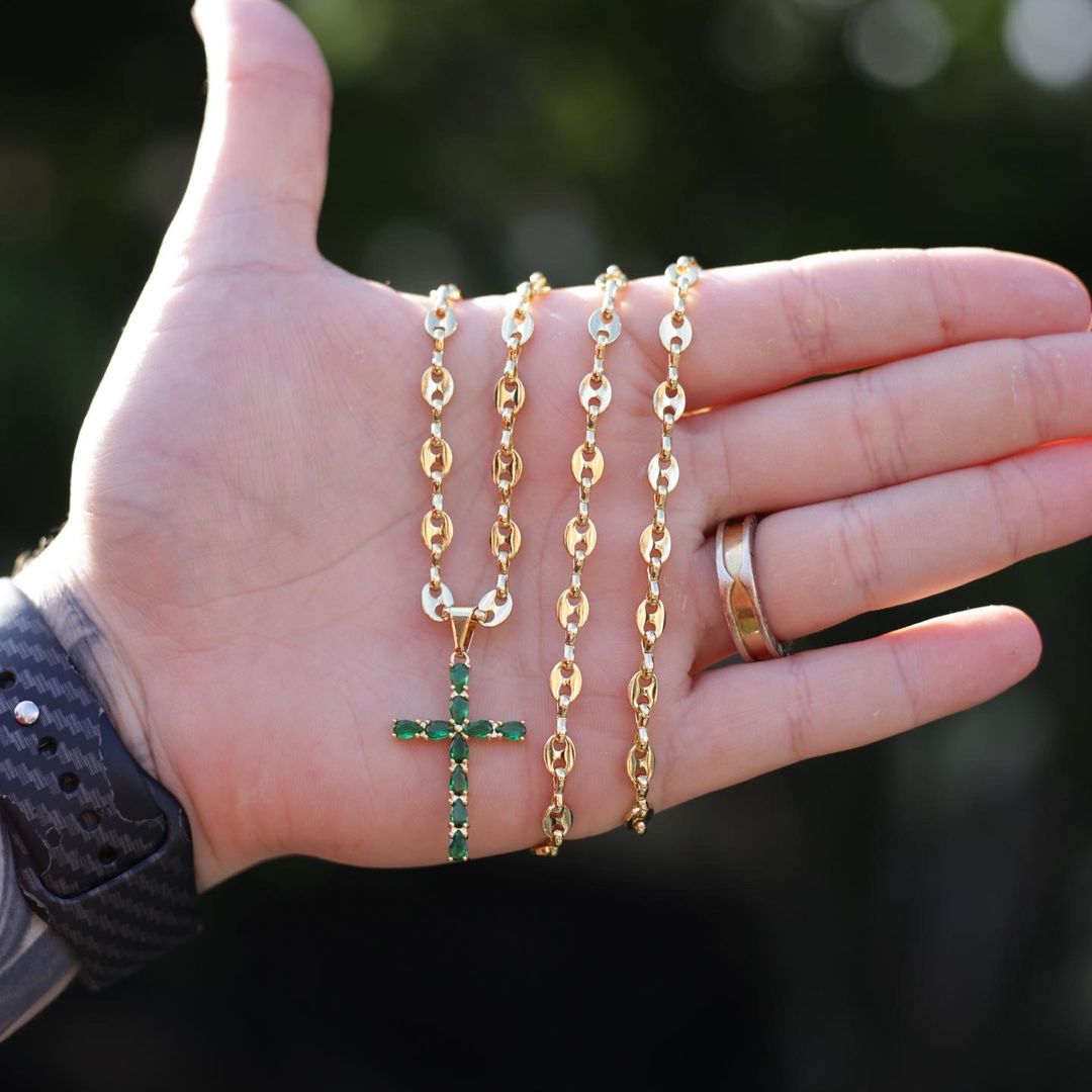 Cadena Gucci gruesa dije esmerald 