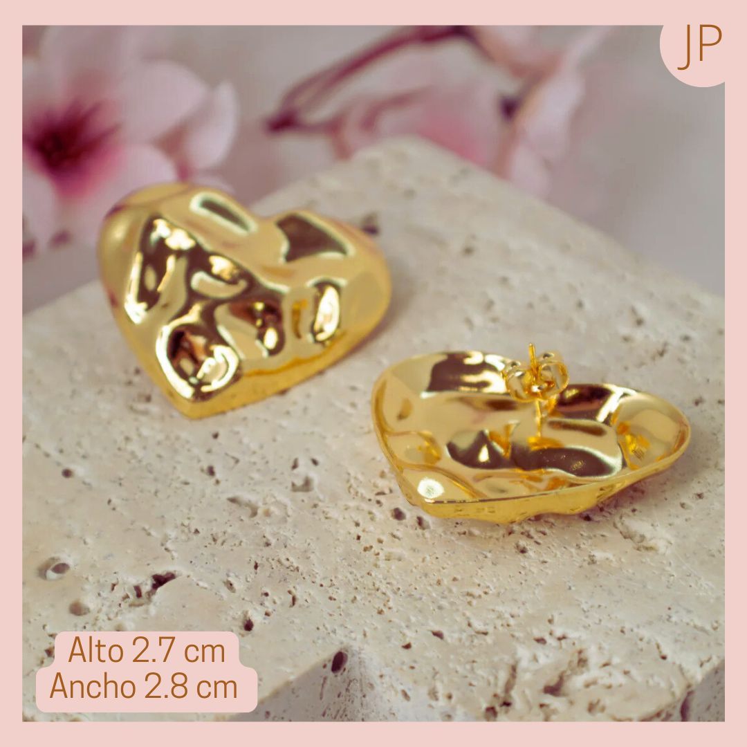 Maxi Topo Corazón Arrugado Dorado