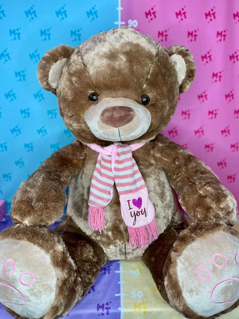 Oso bufanda I LOVE YOU rosada