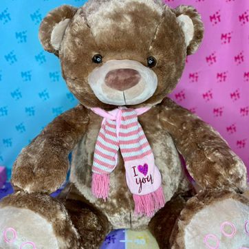 Imagen del producto Oso bufanda I LOVE YOU rosada