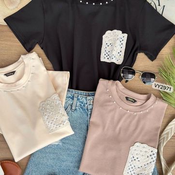 CAMISETA BOLSILLO PERLAS VY2971 - imagen 1