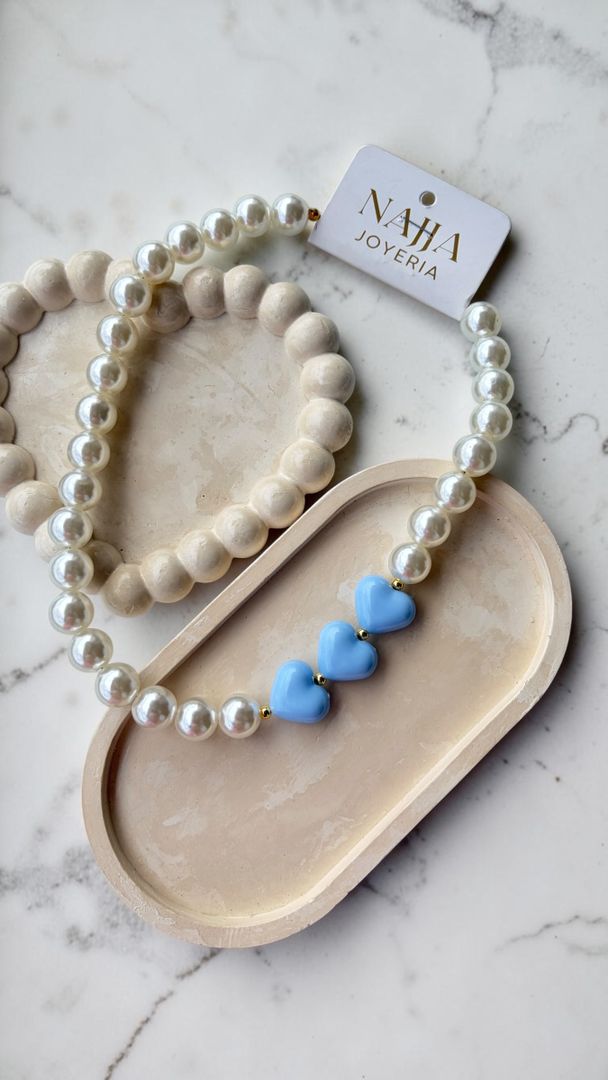 Collar Pearl Hearts - Trío Corazón
