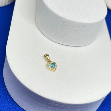 Dije corazon micro circon azul y cristal pequeño - imagen 1