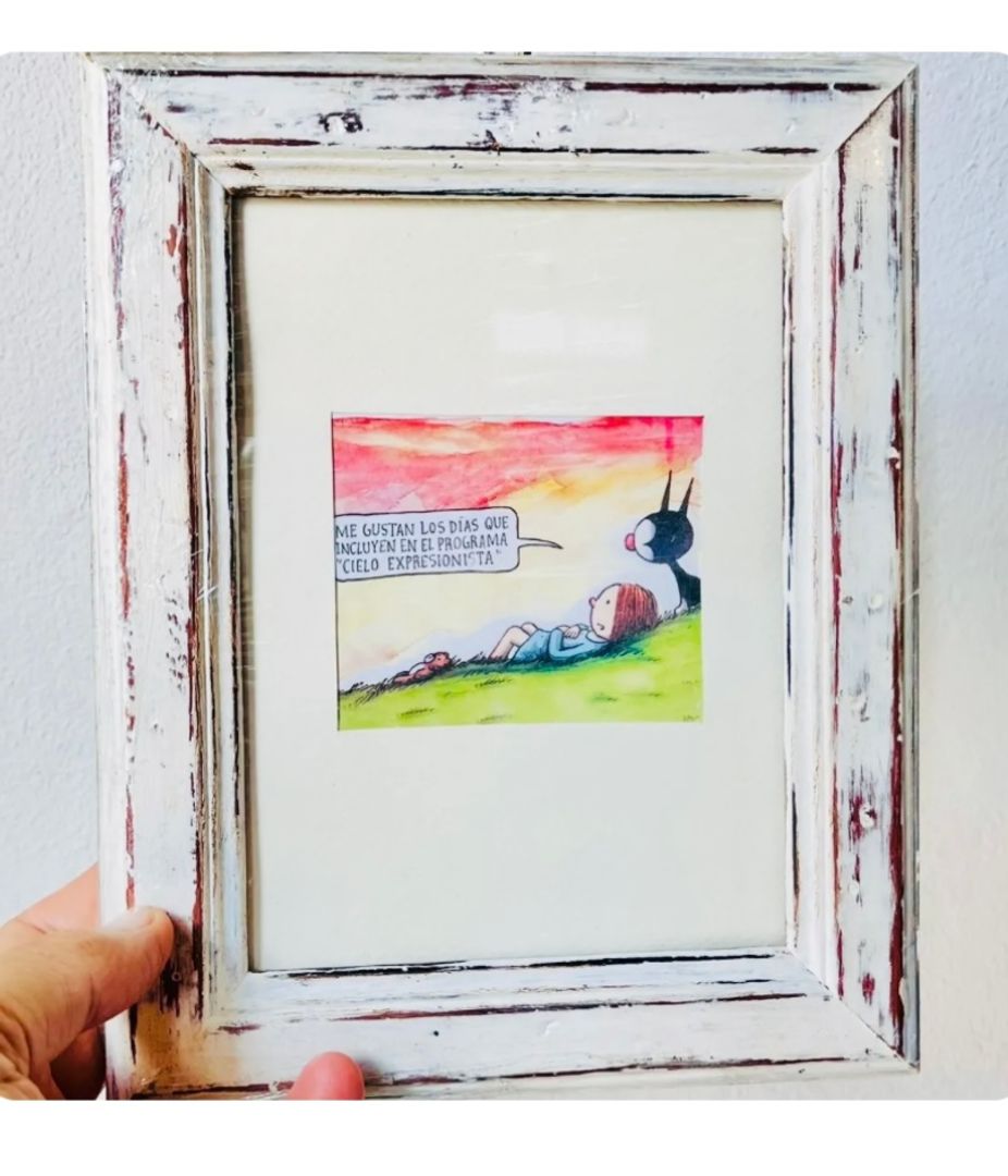 Cuadro Enriqueta &Fellini contemplando un amanecer 