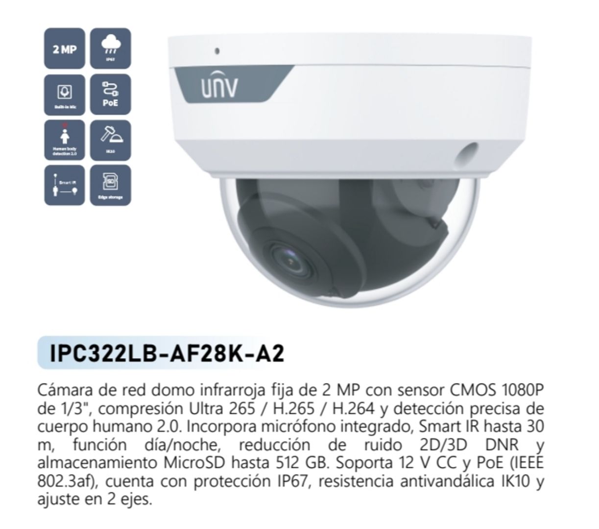 CAMARA DE RED 2MP UNIVIEW 