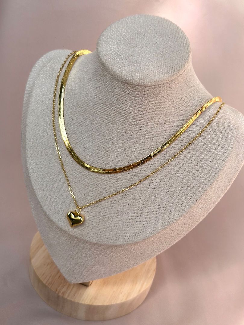 Cadena doble corazón 
