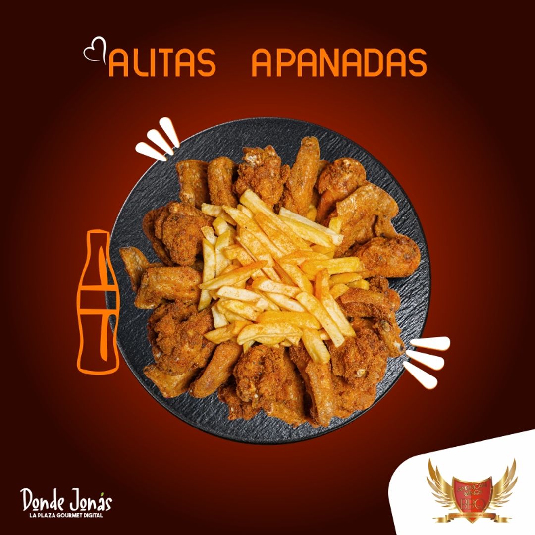 COMBO 8 PIEZAS DE ALITAS APANADAS + PORCIÓN DE PAPA FRANCESA + GASEOSA 250ML / AMERICAN WINGS