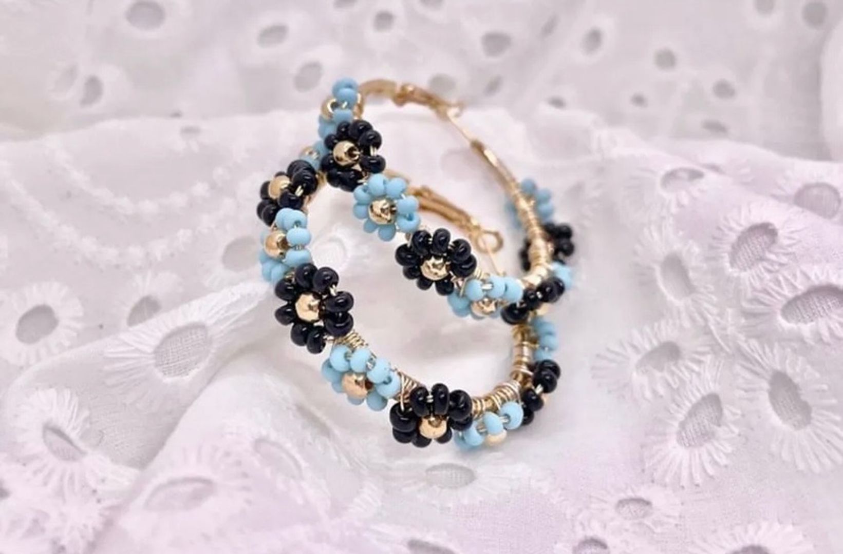 CANDONGAS FLOR AZUL-NEGRO