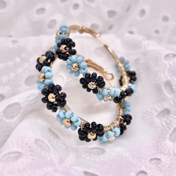 Imagen del producto CANDONGAS FLOR AZUL-NEGRO