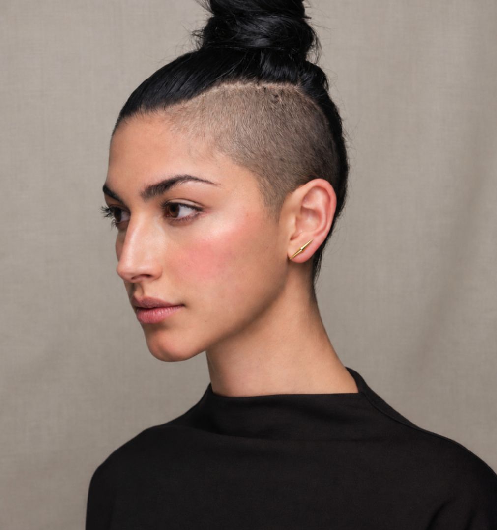GOLD CENTERED DOUBLE CONE STUDS