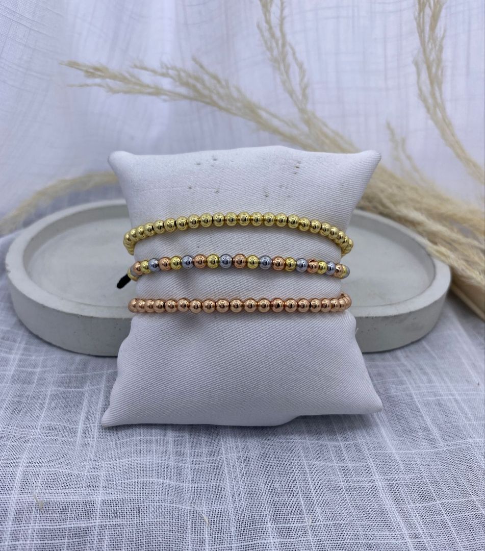 Pulsera perla hilo, pequeña, dorado, oro rosa, varios colores, covergold