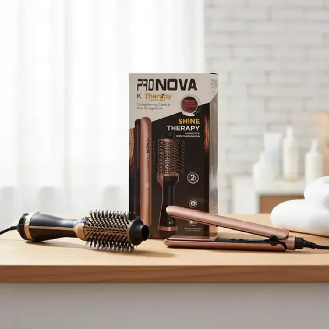 COMBO PLANCHA Y CEPILLO SECADOR KERATINA PRO-2601