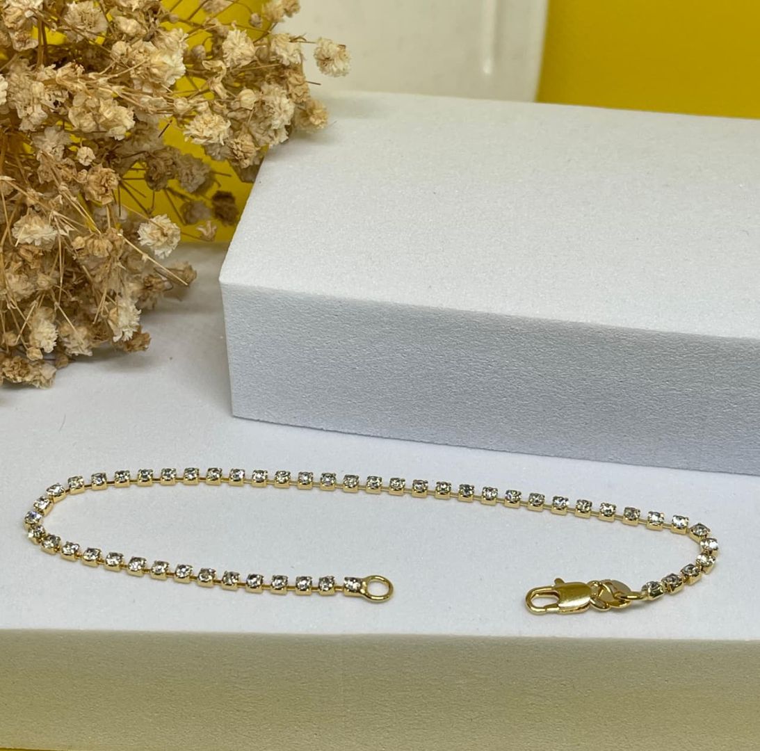 Pulsera tennis delgada cristal de 18cm