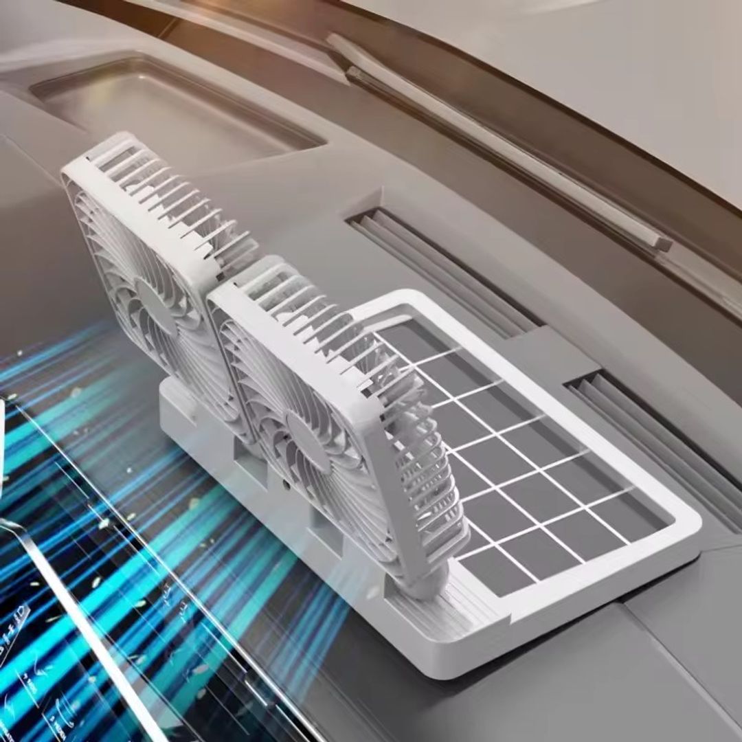 Ventilador doble, con panel solar 888