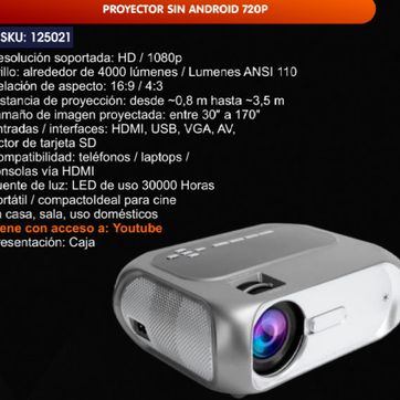 Imagen del producto PROYECTOR SIN ANDROID 720P 