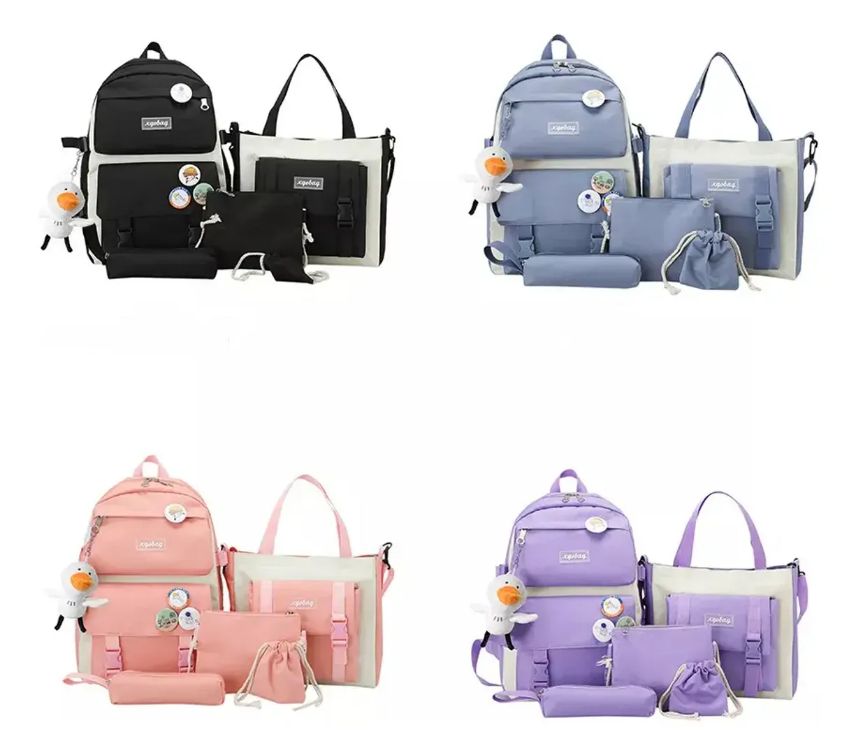 COMBO MOCHILA MALETA ESTUCHE 5 PIEZAS KAWAII FASHION 