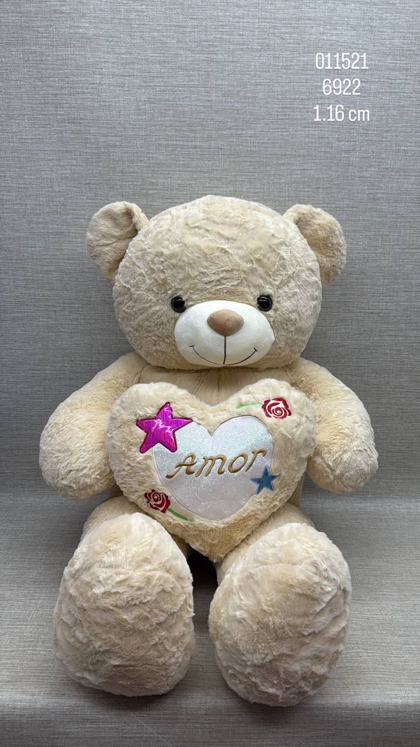 OSO BEIGE PATAS LARGAS CON CORAZÓN 1.16 CM