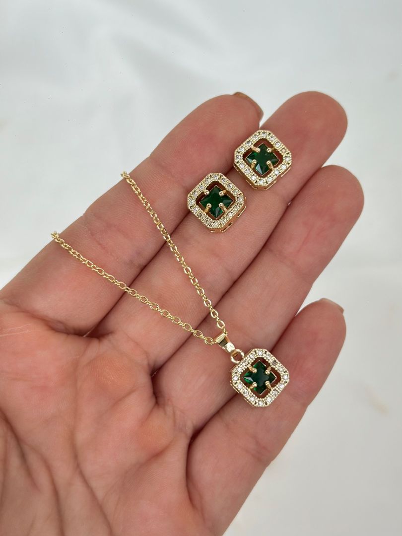 Cadena set cuadro esmeralda 