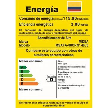 SPLIT MIDEA 9.000 BTU R410 110V - imagen 4