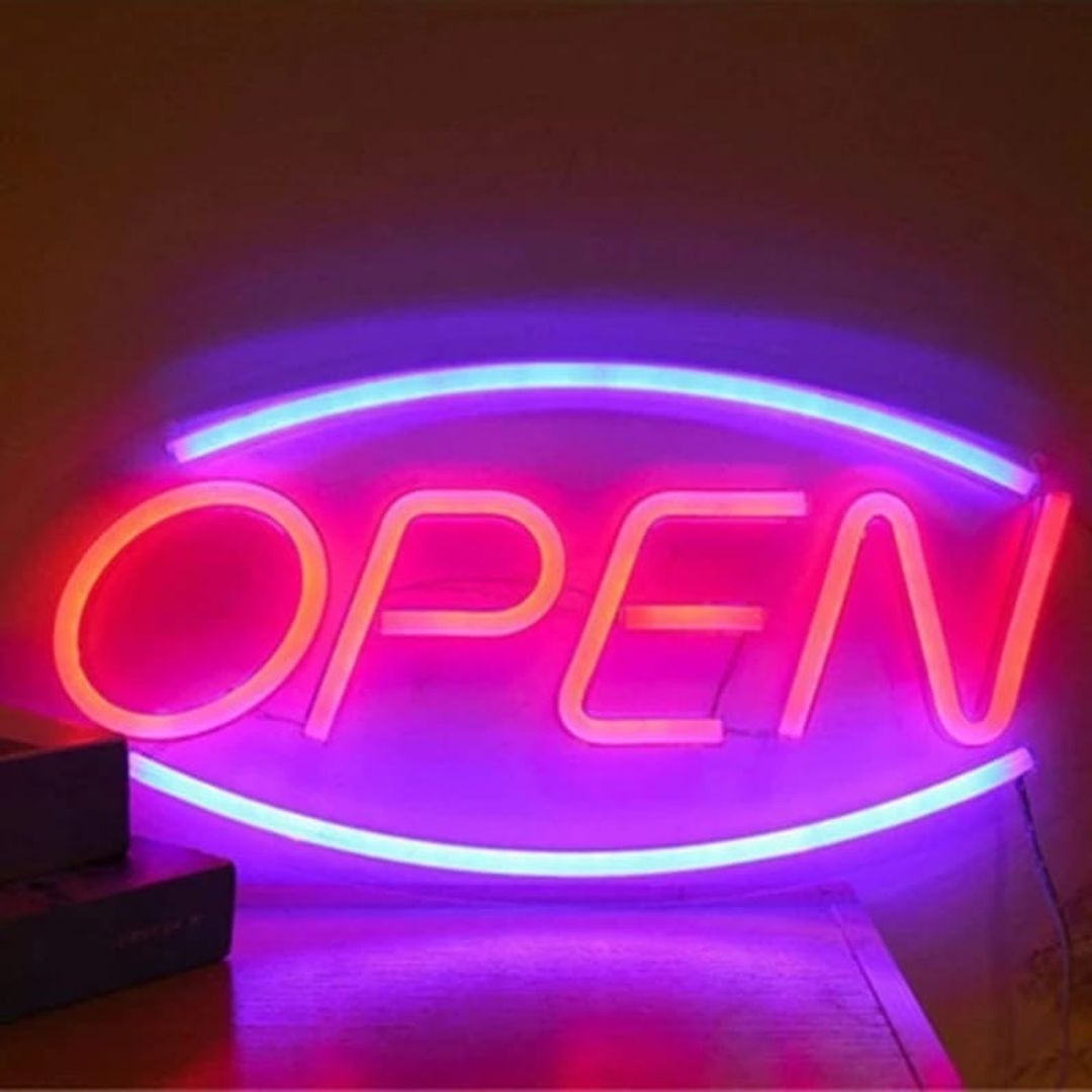 Letrero neón open 