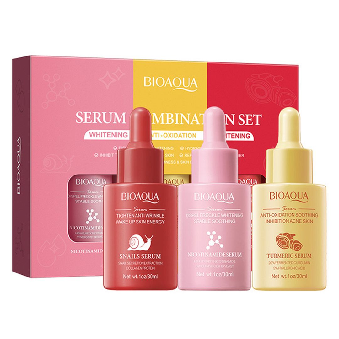 Kit x 3 de Sérum Faciales: Nicotinamida, Cúrcuma y Baba de Caracol - BIOAQUA
