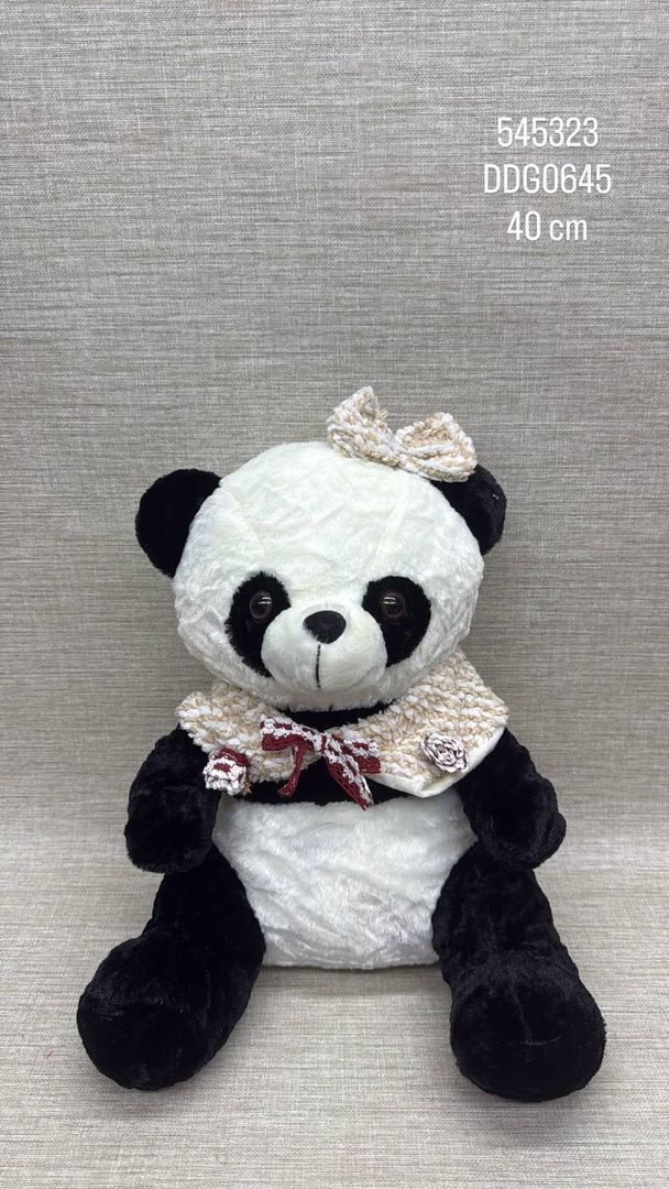 PANDA CON MINI CHAL TEJIDO 40 CM