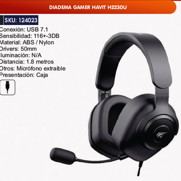 Imagen del producto DIADEMA GAMER HAVIT H2230U