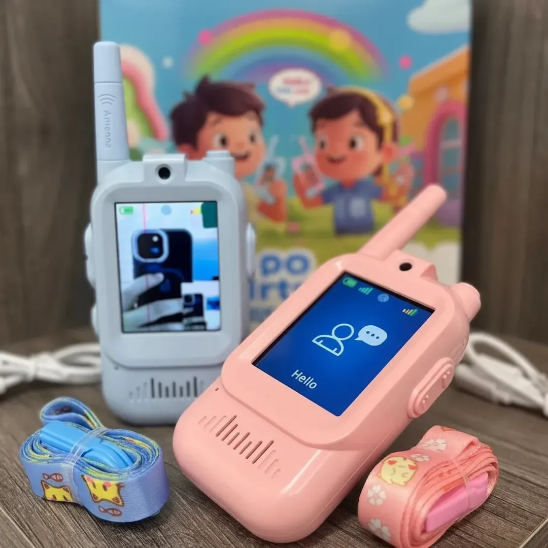 WALKIE TALKIE INTERCOMUNICADOR INFANTIL CON PANTALLA Y CAMARA RECARGABLES