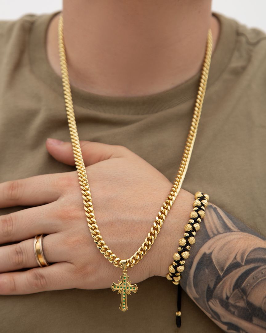 Combo cubana y pulsera zigzag 