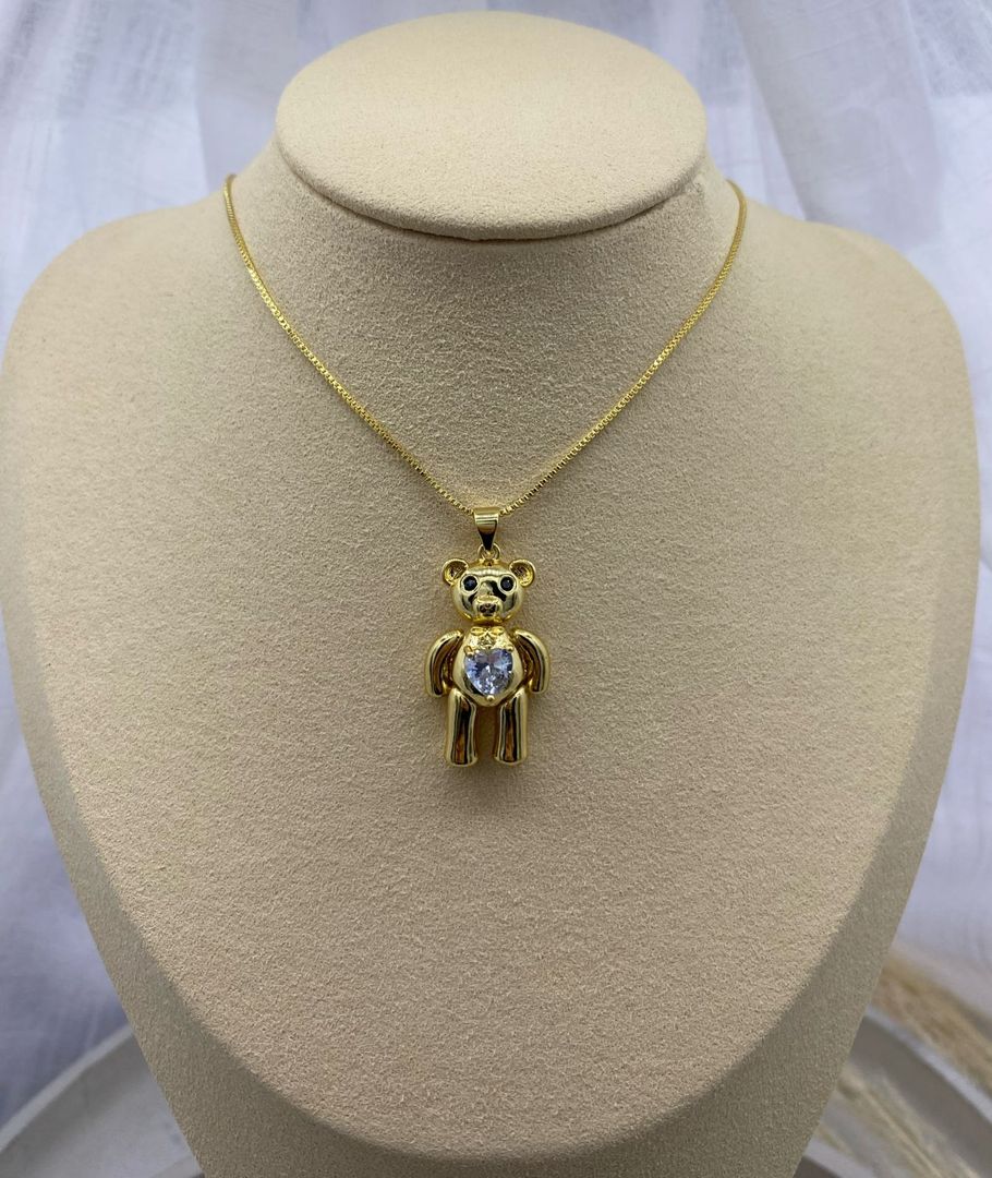 Dije oso movible, dorado, covergold 