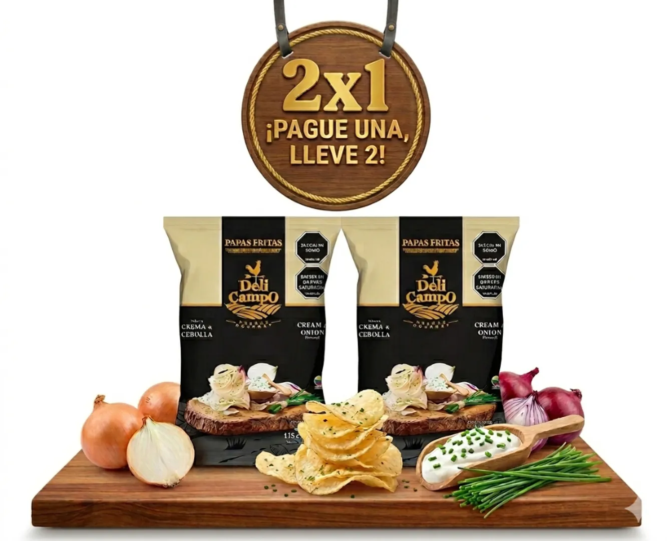 PAGUE 1 LLEVE 2 PAPAS DELI CAMPO CEBOLLA*115GR