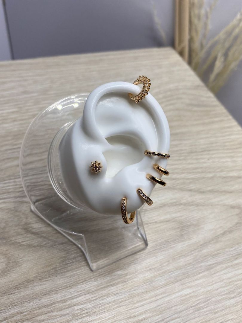Diseño de candongas, pircing y earcuff oro rosa, covergold 
