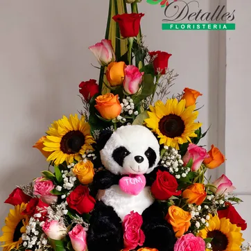 Imagen del producto rosas de colores y girasoles