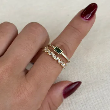 Imagen del producto Anillo doble cuadro esmeralda 