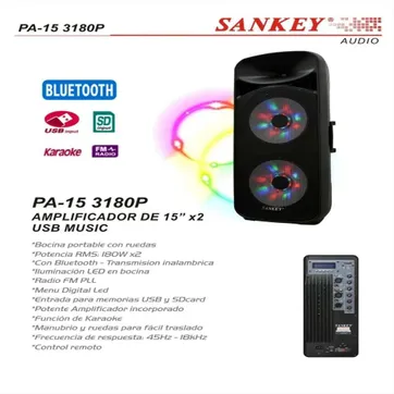 PARLANTE SANKEY 15'' X 2 LED	 - imagen 2