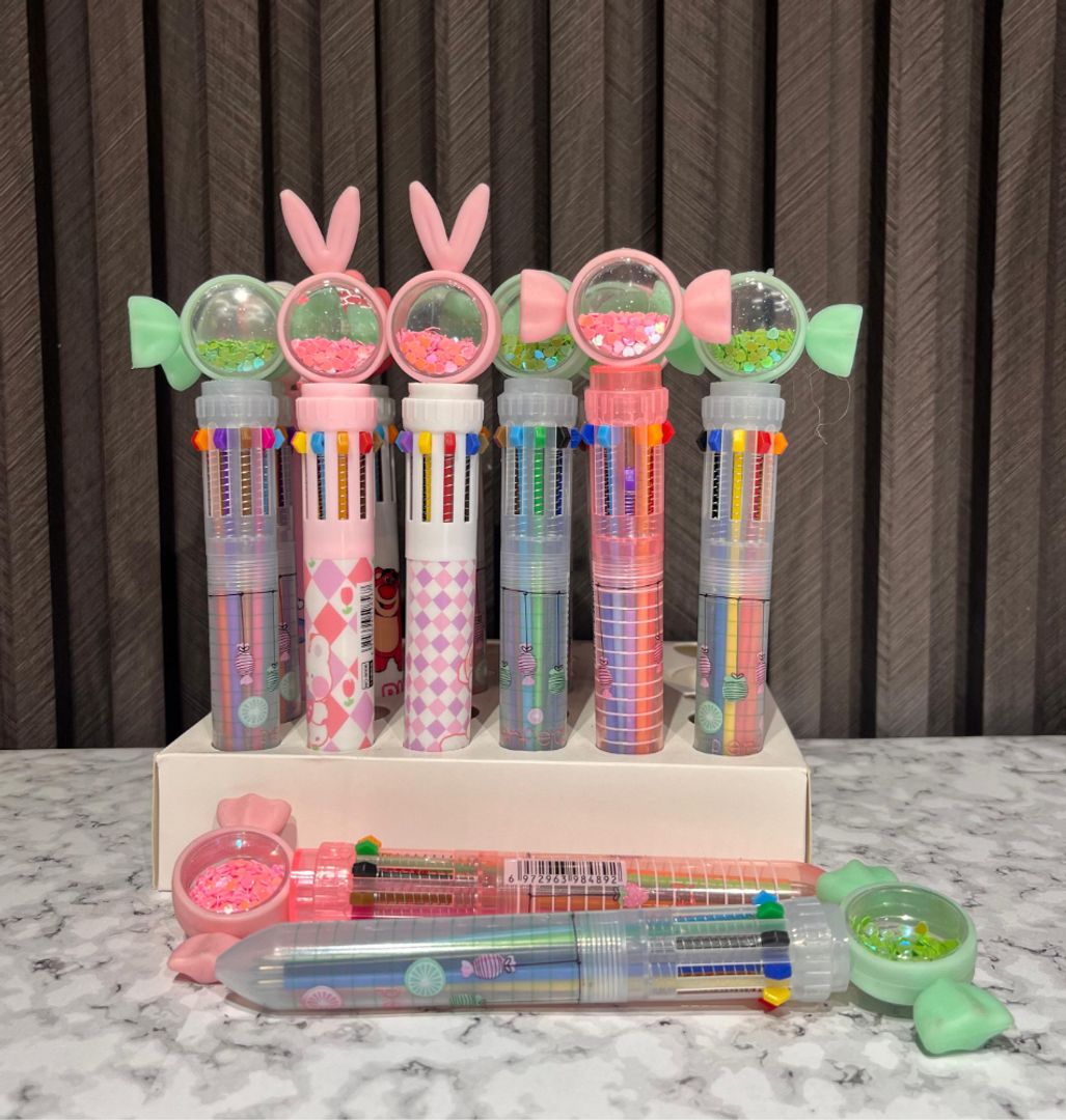 ESFERO MULTIMINAS DE COLORES CONEJITO Y DULCES.