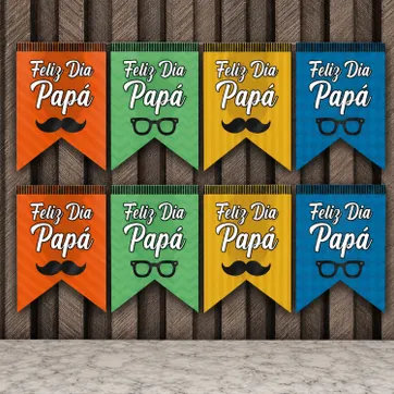 Imagen del producto BANDERÍN DOS PUNTAS FELIZ DÍA PAPA’ 10 PIEZAS 