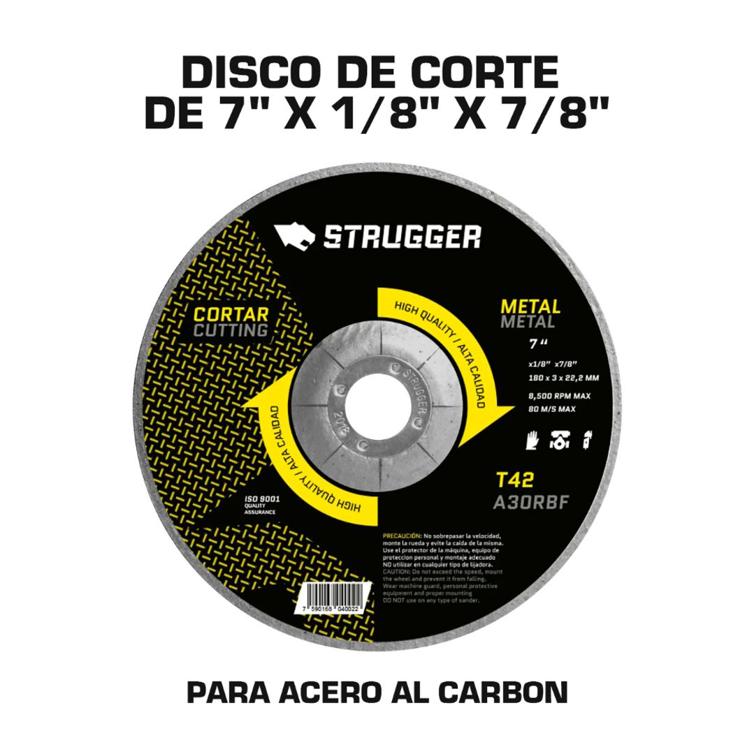 DISCO DE CORTE PARA ACERO AL CARBON 7 X 1/8 X 7