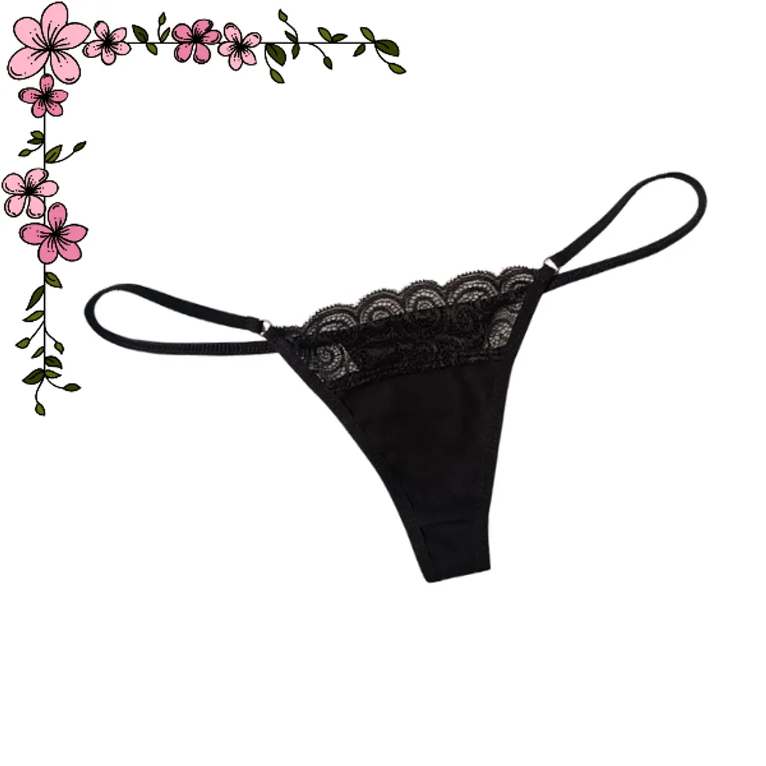 Tanga brasilera en algodón y encaje 